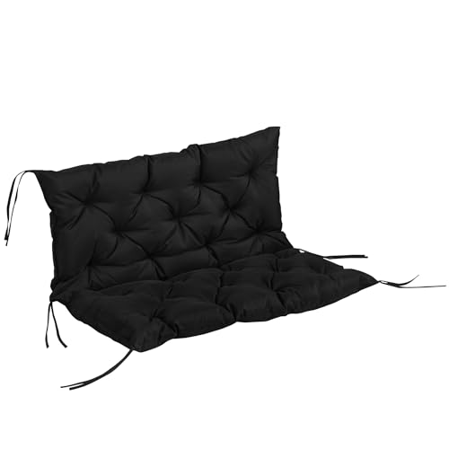 Outsunny 2 Sitzer Bankauflage 100 x 98 x 8 cm Sitzkissen mit Bänder Rückenkissen für Indoor/Outdoor Polster Auflage für Sitzbank Gartenbank...