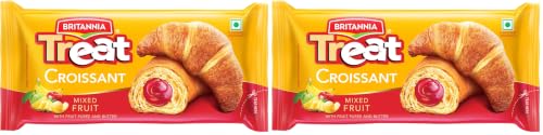 Image of Britannia Treat Croissant - with Mixed Fruit Creme Filling (47g) - 100% VEG (Pack of 2)