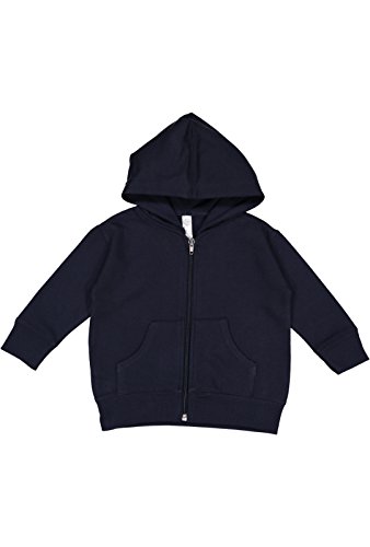 Infant Fleece Hooded Zip Front Sweatshirt with Pocket by Rabbit Skins - Navy - 6 Mths