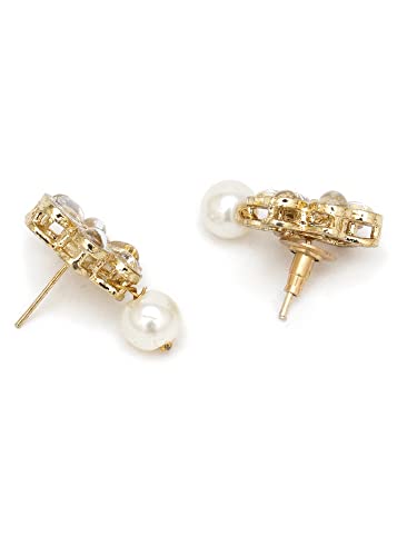 Karatcart Gold Plated Handcrafted White Pearl Floral Kundan Mangalsutra with Earrings For Women - Image 6