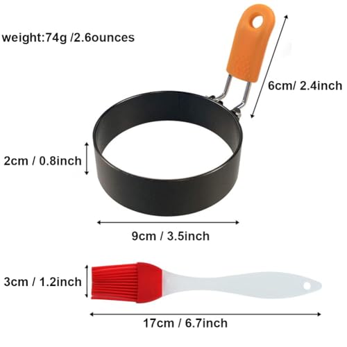 3.5 inch Egg Rings for Frying Eggs,4 Pack Non-Stick Egg Patty Maker, Pancake Mold for Indoor Camping Breakfast Sandwiches Egg Mcmuffins (4 pack, 3.5inch)