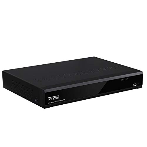 Super Deal Product Tonton 8 Channel 4K 8MP POE NVR IP Home Security Camera System Video Recorder,H.265+ 8CH NVR,Supports Up 8 X 4K/8MP/5MP/4MP/3MP 1080P POE IP Cameras and Any Onvif IP Camera,Easy Remote Access(NO HDD)