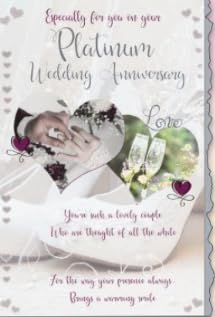 Cardigan Cards Platinum Wedding Anniversary Card, 70th Anniversary, Heart Design with Sentimental Verse, 23 x 15 cm