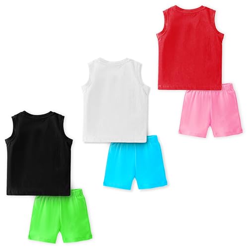 Image of TS LAVI TAVI Baby Cotton Clothing Set | Sleeveless T-Shirt & Shorts Combo | Summer Wear for Boys & Girls | Soft Breathable Fabric | Multicolor Pack of 3