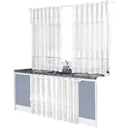 Kit de Cortinas Brancas para Cozinha em Renda Modelo Tulipa – Ideal para Janela e Pia, Perfeita para Gabinete e Decoração do Ambiente