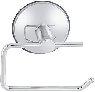 Toilet paper holder, toilet roll holder, modern stainless steel paper dispenser, no hole paper dispenser, vacuum suction cup, removable holder for bathroom, toilet, kitchen, chrome