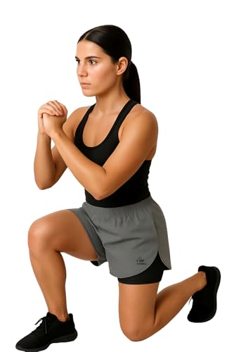 Image of Women's 2-in-1 Running Shorts | Quick-Dry Double Layer Gym Workout Shorts | Inner Compression Liner + Pockets | Lightweight Breathable Athletic Sports Shorts for Training Yoga