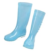 Happyyami Rainboots for Women 37 Size Comfortable Rain Shoes Waterproof PVC Anti-Skid Rain Boots for Adults Blue