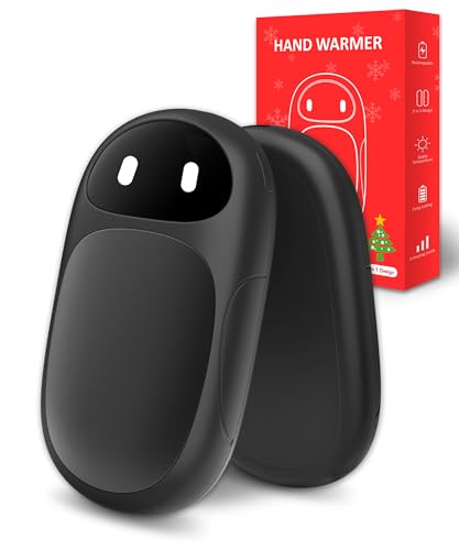 Hand Warmers Rechargeable, Gifts for Men and Women, 6000mAh Electric Hand Warmers Rechargeable 2 Pack with 12 Hours Working Time, Best Gifts for Mom and Dad (Black)