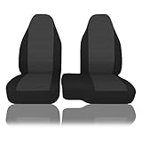 EDIETH 2Pcs Front 60/40 Cloth High Back Bench Seat Cover Compatible with Ford Ranger XLT 1998 1999 2000 2001 2002 2003-Without Console Cover-Black