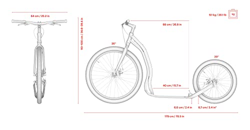 Yedoo Trexx Disc Tretroller - bis 150 kg, mit Luftreifen 26/20 - Offroad Scooter für Erwachsene, Dogscooter aus Aluminiumlegierung mit Scheibenbremsen und verstellbarem Lenker, Gewicht 9,1 kg (grün)