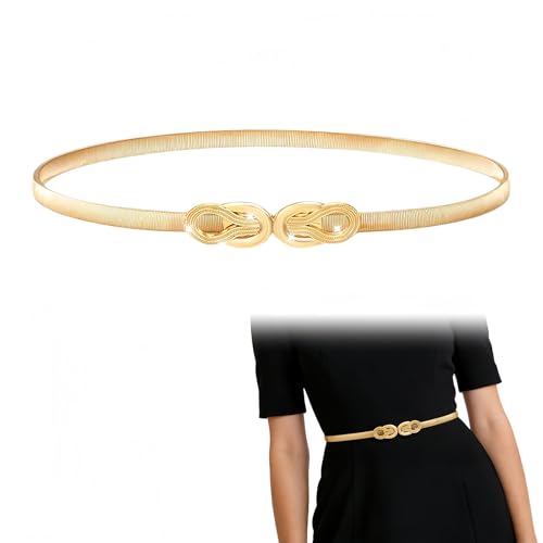 YTAXYZWR Cinto elástico mulher dourado 70 cm ajustável para vestidos, camisas compridas e jeans, design elegante para festas e uso diário