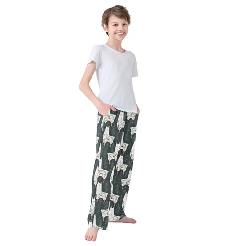 Boys' Pants Cute Floral Llama Long Bottoms Jogger Pants Elastic Waist Trousers with Pockets S-XL4