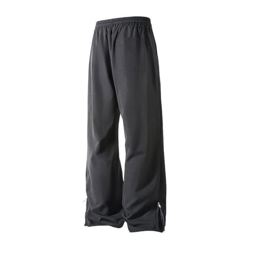 Men's Casual Pants Loose Fit Elastic Waist Summer Comfortable Breathable Drawstring Trousers with Zipper Cuffs2