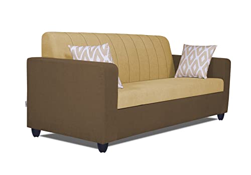 Image of Adorn India Rio Highback 3 Seater Sofa (Brown & Beige) (3 Year Warranty)