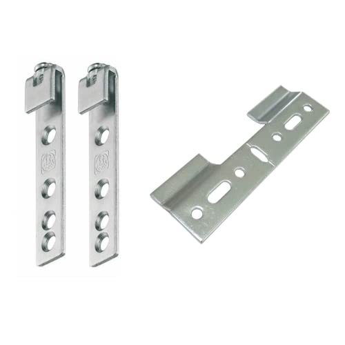 Kit de 2 – Par de ganchos ajustables para muebles colgantes o espejos + placa soporte para fijación a la pared