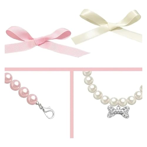 Collier perles chien anti-irritation réglable avec strass et motif os - 3