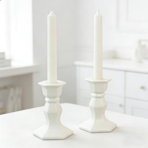 Ceramic Candle Holder kit，Cream White Taper...