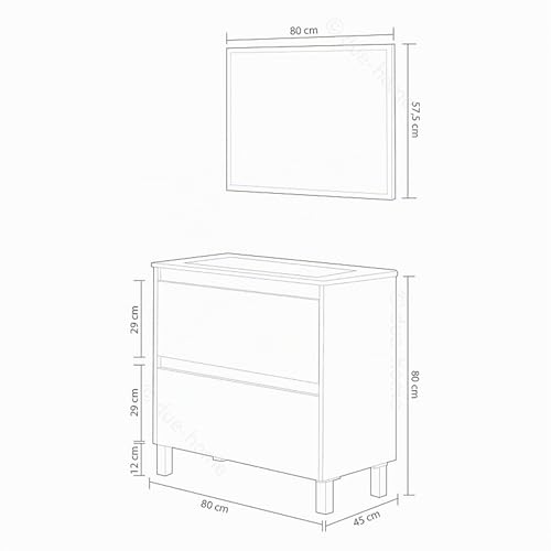 Meuble Salle de Bain Dakota 80 cm 2 tiroirs duehome