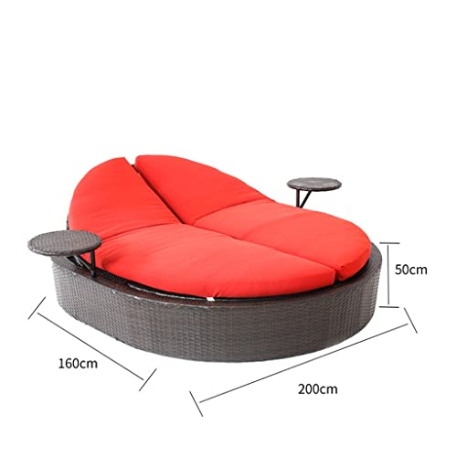 Zsedp Outdoor Furniture Sofa Pe Rattan Aluminum Frame Double Bed Oval Sofa Bed Lying Camping Chair #TOP6