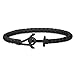 Produktbild PAUL HEWITT Anker Armband Herren und Damen PHREP Lite - Männer und Frauen Leder Armband (Schwarz), Armband mit Anker Schmuck aus IP-Edelstahl (Schwarz)