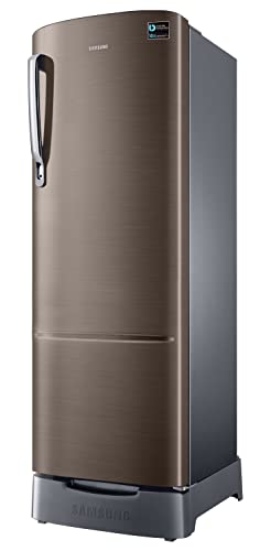 Image of Samsung 246L 3 Star Inverter Direct-Cool Single Door Refrigerator Appliance (RR26C3893DX /HL,Luxe Brown) Base Stand Drawer