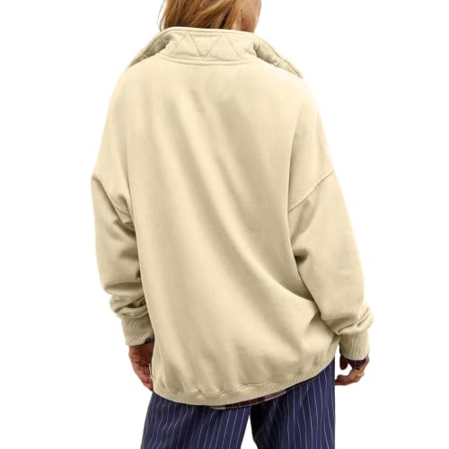 Oversized Sweatshirt for Women Fleece Mock Neck Button Cotton Sweat Shirt - image 5