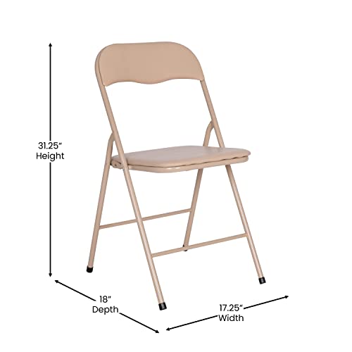 Flash Furniture Madison 5-Piece Folding Card Table and Chairs Set, Portable Event Table and Chairs Set for Indoor and Outdoor Gatherings, Tan