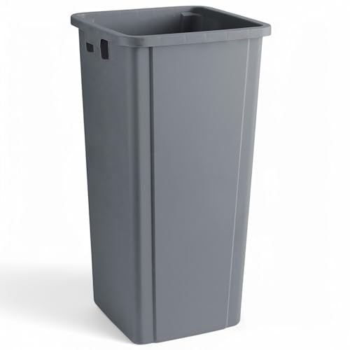 Image of 23 Gallon Gray Square Trash Can, Plastic, Commercial Use
