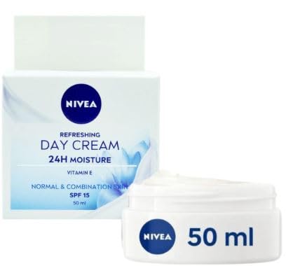 NIVEA Essentials Refreshing Day Cream for Normal & Combination Skin with Vitamin E and Water Lily Extract, Lightweight Daily Face Cream, Fast Absorbing Moisturizer, Dermatologically Tested, 1.69 fl oz