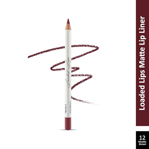 Image of Glam21 Loaded Lips Matte Lip Liner For Clean Contoured Lip | Creamy, Easy Slide Formula | Renders Perfect Pout & Long-Lasting | Waterproof | Transfer-Proof Matte Finish | One-Stroke Color Application | Non-Drying | Shade - 12 Muddy Brown