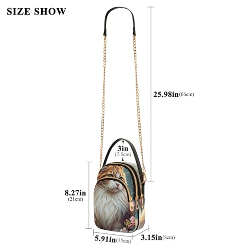 Cute Cat Flowers Women Shoulder Handbag Pastel Cell Phone Purse Chain Strap Quilted Zipper Designer Bowler Tote3
