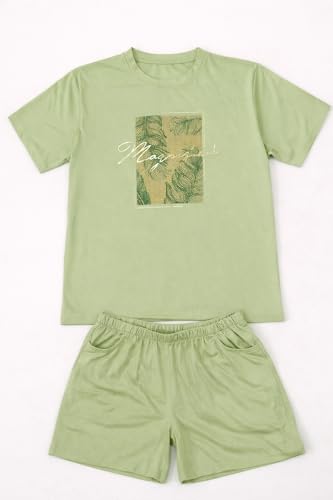 Image of Duchess Women's Cotton Printed Night Suit Set of Top & Shorts Pajama Set