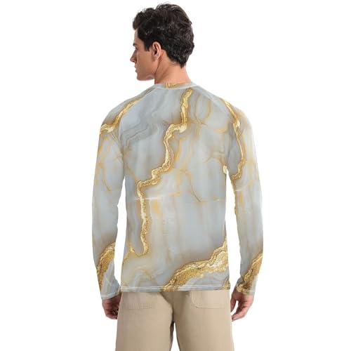 Marble White Gold Shirts Summer UPF 50+ Slim fit Long Sleeve UV Sun Protection Hiking2