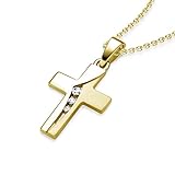 Diese Kreuzkette erhalten Sie bei uns auch als Kreuzkette Rosegold/Rotgold/Silber und Kreuzkette Gold/?. Die Maße von dem Kreuz Anhänger können Sie weiter unten auf dieser Seite der Produktbeschreibung entnehmen. Die Kreuzkette hat eine Länge von 38 cm und ist daher perfekt geeignet als Kommunionsschmuck für Mädchen und Jungen.