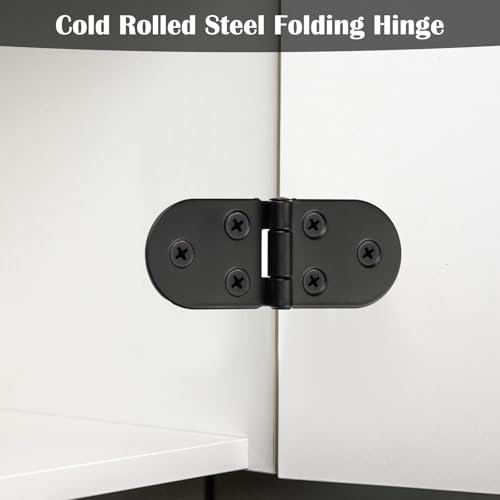 4PCS Hinges Folding Flap Hinges, Flip Hinges Round Edge, 180 Degree Door Hinge with Screws, Hinges for Wood Cabinet Hinge for Folding Table Cabinet Wooden Box Furniture Drawer (White) - Image 4