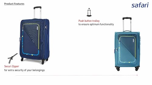 Image of Safari Spencer 71 cm Medium Check-in Soft-Sided Luggage | Lightweight Polyester Suitcase with 360 Spinner Wheels, Combination Lock & Telescopic Handle (Spencer, Teal, Medium (71 cm))