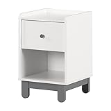 South Shore Bebble 1-Drawer Nightstand, Soft Gray and White