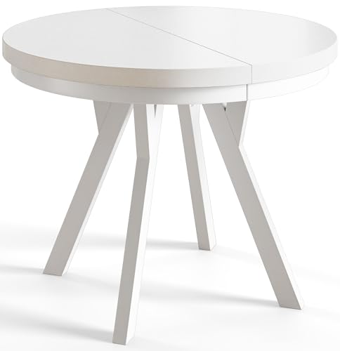Alpimeble Mesa Comedor Extensible Redonda Evo - Mesa Redonda Extensible - Tablero Laminado De 36 Mm - Madera De Haya - Diámetro De 100 Cm A 200 Cm Blanco Alpimeble Mesa Comedor Extensible Redonda Evo - Mesa Redonda Extensible - Tablero Laminado De 36 Mm - Madera De Haya - Diámetro De 100 Cm A 200 Cm Blanco