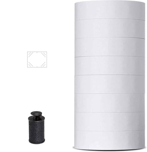 White Labels for Monarch 1136 Price Gun White - 8 Rolls with 1 Ink Roller