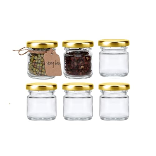 Image of Glassbunny 1 oz Round Small Glass Jars with Lids, Mini Honey Jars, Candle Jar for Candle Making, Gifts, Crafts, Spices, Wedding, Party Favors 33ML Set of 6