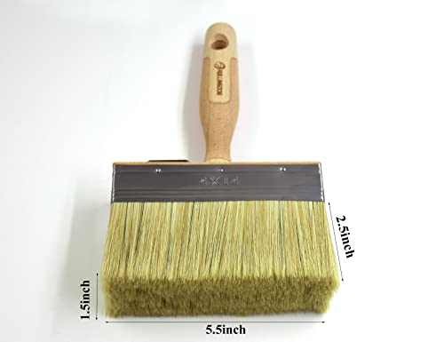 ROLLINGDOG 5.5" Deck Stain Limewash Brush - Wood Handle Large Deck Brush Applicator for Wall, Wood, Fence, Floor Painting