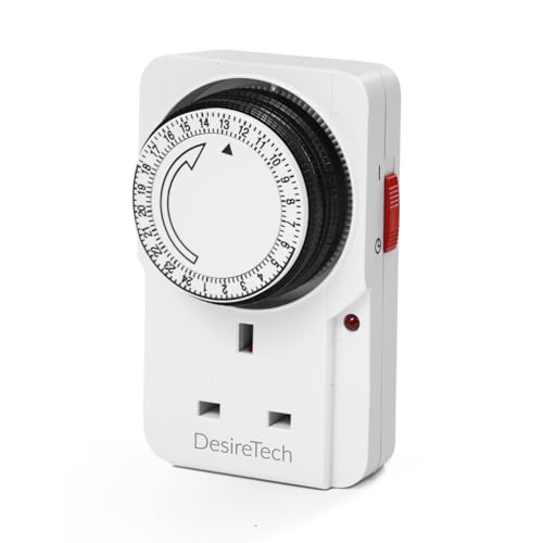 Desiretech Plug-in Timer Switch 24 Hour Segment Timer Light Plug Socket to Control Appliances Up to 3120W For Home Security Deters Burglars Automatic On/Off Ideal for Christmas Lights - White