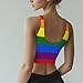 FeHuew LGBT Rainbow Flag Sports Bras for Women - Built in Bra Tank Tops Longline Wirefree Workout Running Bra with Removable Pads, Medium