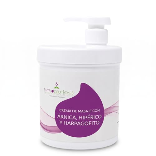 PHYSIOCEUTICALS - Crema Masaje Árnica Hipérico Harpagófito 1000ml + Dosificador - Uso Profesional, Especialistas, Fisioterapia y Quiromasaje profesional