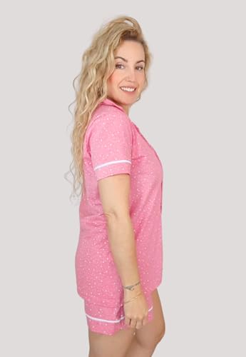 Pijama Algodão Feminino Curto Americano Manga Curta com Botões Verão Adulto indicado Gestante Amamen