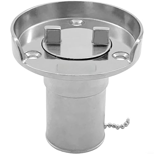 EffiFish Puerto de llenado de agua de combustible de acero inoxidable 316 de 38 mm con anillo protector para barco, yate, caravana, montaje de cubierta, resistente a la corrosión, instalación segura