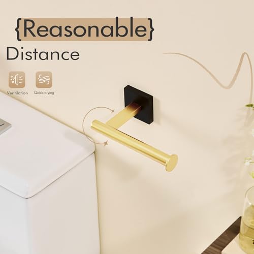 Image of KOKOSIRI Toilet Paper Holder Toilet Roll Holders Hold Mega Rolls Kitchen Bathroom Tissue Paper Dispenser Black with Gold Stainless Steel, B2008GDK