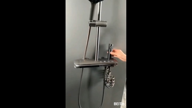 BEITH Thermostatic Shower System, 4 Piano Keys Shower Faucet Set, 31x20cm Square Shower Set, Digital Display, 360° LED Ambient Light, Hydroelectric Power, with Bathtub Faucet, Booster Spray Gun