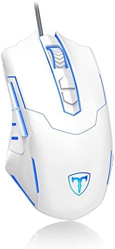 Lizsword Wired Gaming Mouse, PC Gaming Mice [Breathing RGB LED] [Plug Play] High-Precision Adjustable 7200 DPI, 7 Programmable Buttons, Ergonomic Computer USB Mouse Windows/PC/Mac/Laptop Gamer-White